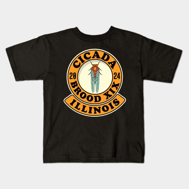 Cicada Brood XIX Illinois Kids T-Shirt by Huhnerdieb Apparel